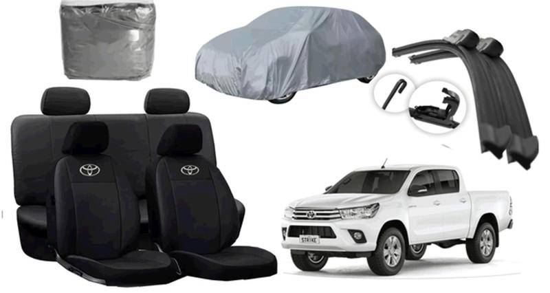 Imagem de Kit Capa de Couro + Capa de Cobrir + Limpador de Parabrisa para Hilux 13-16  Acessórios Exclusivos