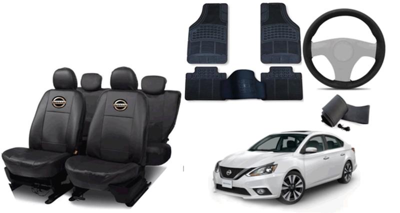 Imagem de Kit Capa de Couro de Alta Qualidade para Sentra 20-24 + Tapetes e Capa de Volante