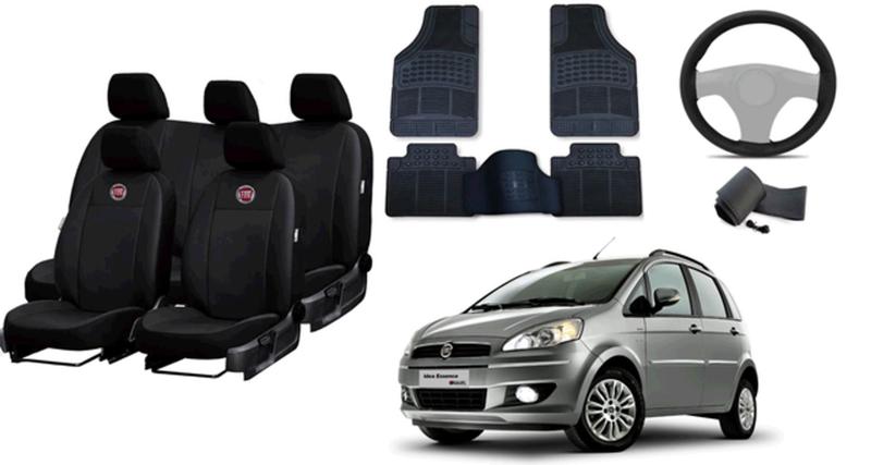 Imagem de Kit Capa de Couro Fiat Idea 10-16: Tapetes e Capa de Volante de Alta Durabilidade