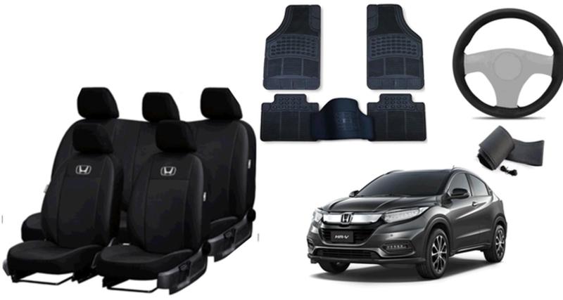 Imagem de Kit Capa de Couro HR-V 17-24 + Tapetes e Capa de Volante - Elegância e Praticidade