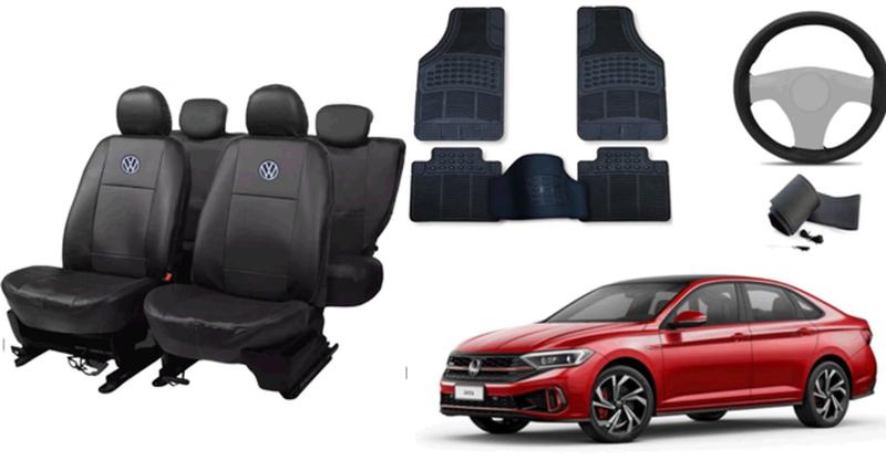 Imagem de Kit Capa de Couro Jetta 20-23 + Tapete Esportivo + Capa de Volante Personalizada