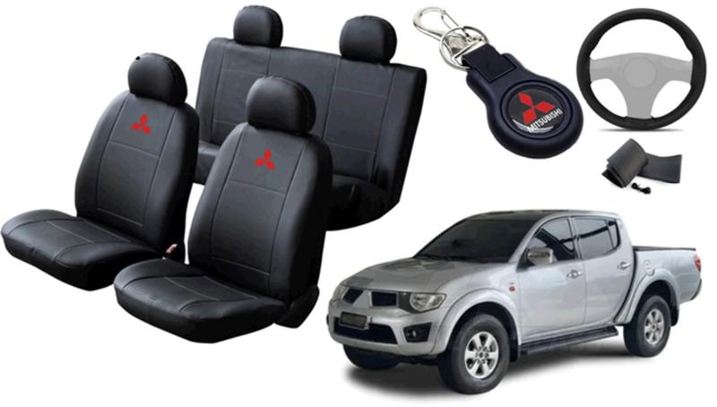 Imagem de Kit Capa de Couro L200 2008 a 2015 + Chaveiro + Capa de Volante: Durabilidade Extra