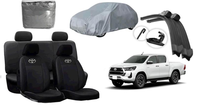 Imagem de Kit Capa de Couro para Hilux 19-24 + Capa de Cobrir + Limpador de Parabrisa de Longa Duração