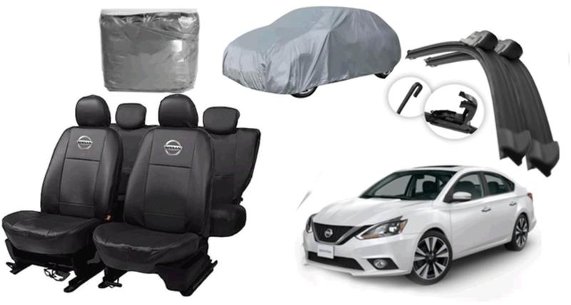 Imagem de Kit Capa de Couro Sentra 20-24 com Limpador de Parabrisa e Capa de Cobrir