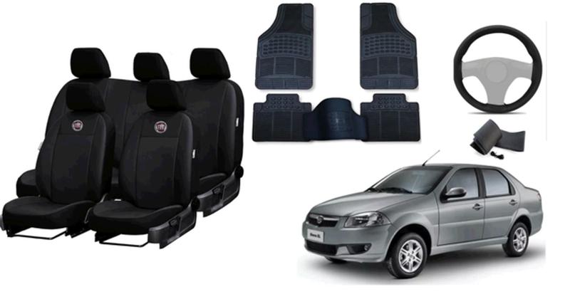 Imagem de Kit Capa de Couro Siena 02-07 + Tapete + Capa de Volante  Personalização de Carro