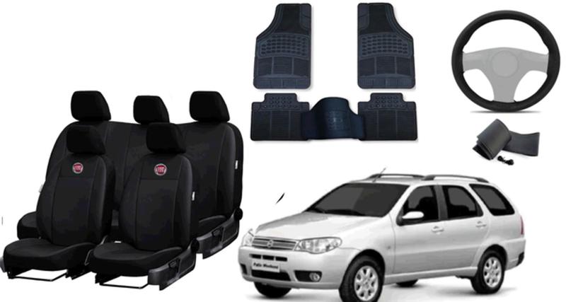 Imagem de Kit Capa de Couro Weekend 04-08 + Tapete e Volante Luxuosos