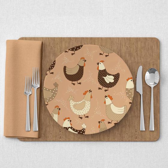 Imagem de Kit Capa de Sousplat Estampado com Guardanapos Mesa Posta Jogo Americano 08 Lugares - Decoração Cozinha