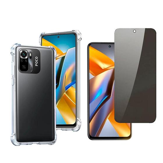 Kit Capa e Película Vidro Privacidade Para Xiaomi Poco M5s Menor preço em Kit Capa e Película Vidro Privacidade Para Xiaomi Poco M5s
