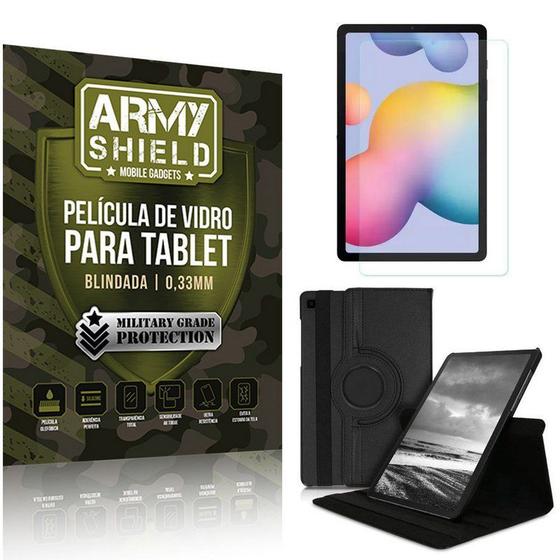Imagem de Kit Capa Giratória + Película de Vidro Galaxy Tab S6 Lite 10.4' P610 P615 - Armyshield