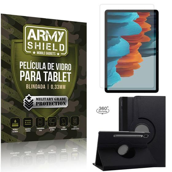 Imagem de Kit Capa Giratória + Película de Vidro Galaxy Tab S7 Plus 12.4' T970 - Armyshield