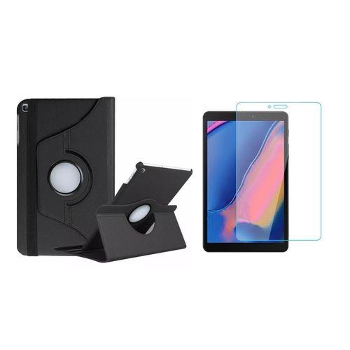 Imagem de Kit Capa Giratória Preta + Película de Vidro Blindada Samsung Galaxy Tab A 8.0' T290 T295