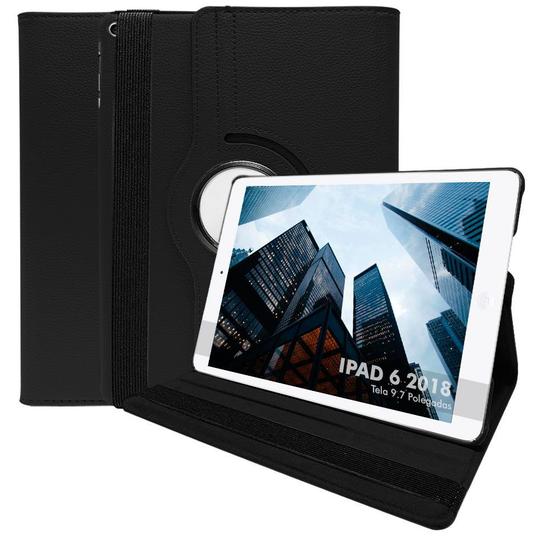 Imagem de Kit Capa Ipad 6 6ª Geração 2018 Tablet 9.7 Polegadas Couro Giratória Reforçada Premium + Pelicula