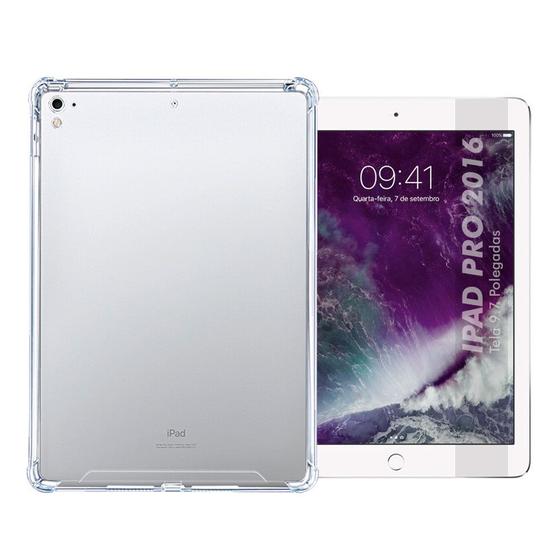 Imagem de Kit Capa Ipad Pro 2016 Tablet 9.7 Polegadas Tpu Resistente Anti Impacto Queda Top Premium + Pelicula