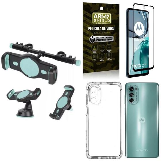 Imagem de Kit Capa Moto G62 + Suporte Veicular 3 Em 1 + Película 3D