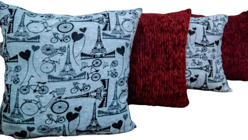 Imagem de Kit Capa Para Almofada Paris Chenille Vermelho 4 Peças