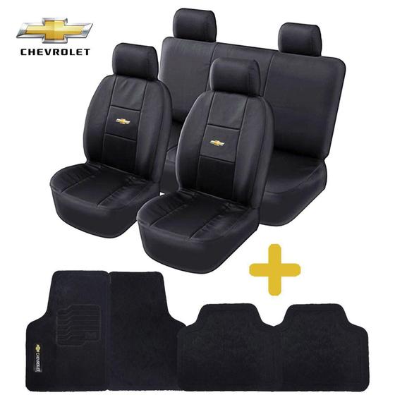 Imagem de Kit Capa Para Banco Automotivo Chevrolet Celta Corsa Classic Wind Vectra Astra Prisma Couro + Tapete