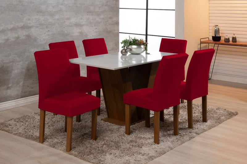Imagem de Kit Capa Para Cadeira De Jantar 4 Lugares Malha Gel Com Elástico Vermelho