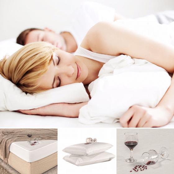 Imagem de Kit capa para colchao e travesseiros casal padrao impermeavel com elastico no colchao e ziper no travesseiro, ideal para colchão de até 30cm de altura