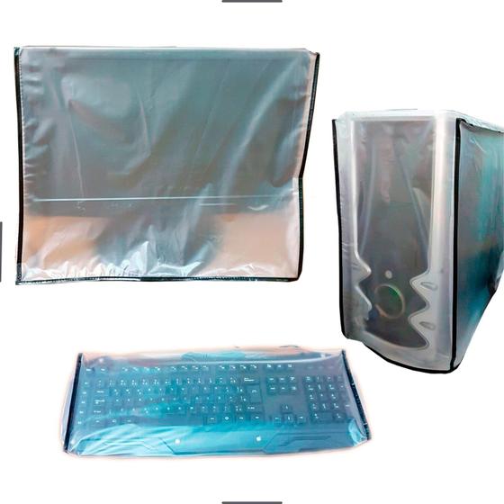 Imagem de Kit Capa Para Gabinete CPU Teclado Monitor Full HD 20 21 22 Resistente a Poeira Líquidos Impermeável