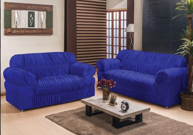 Imagem de Kit capa para sofá elasticada 2 e 3 lugares franzida malha gel - excelente qualidade