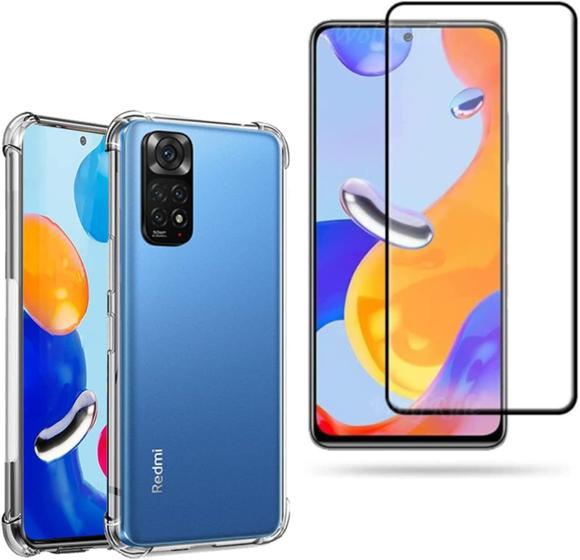 Imagem de Kit Capa Pelicula de Vidro Compatível com Xiaomi Redmi Note 11 e Note 11S