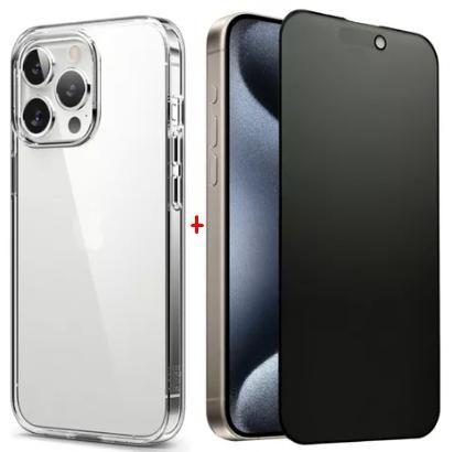 Imagem de Kit Capa + Película Privacidade Cerâmica Fosca Para iPhone 15 / 15 Plus / 15 Pro /15 Pro Max