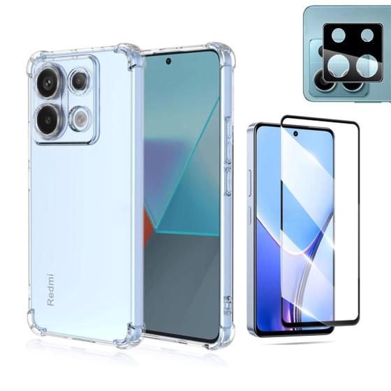 Imagem de Kit Capa, Pl Cerâmica e Película Câmera Compatível Com Redmi Note 13 Pro 5G