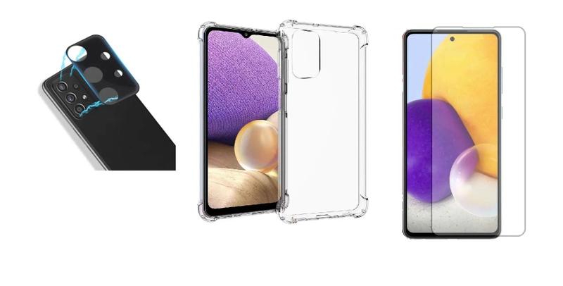 Imagem de Kit Capa Reforçada + Película De Nano Gel + Película Da Lente Câmera Compatível  Galaxy A52 A52S 5G