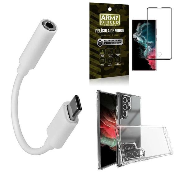 Imagem de Kit Capa S22 Ultra + Adaptador Fone Tipo C Para P2 +Película