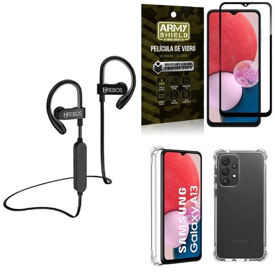 Imagem de Kit Capa Samsung A13 4G + Fone Bluetooth Hs188 + Película 3D