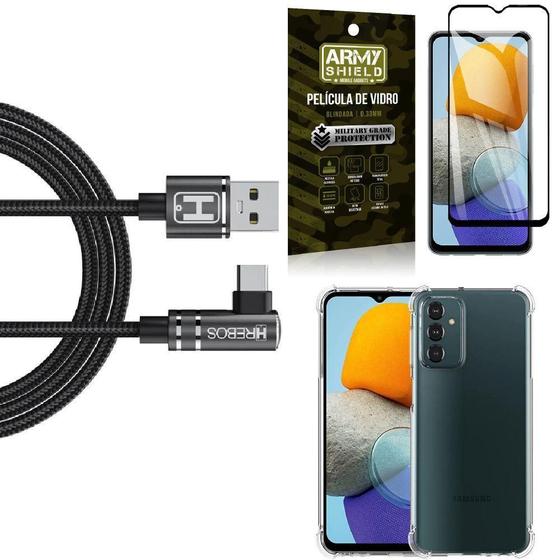 Imagem de Kit Capa Samsung M23 5G + Cabo Em L Tipo C Hs180 + Película