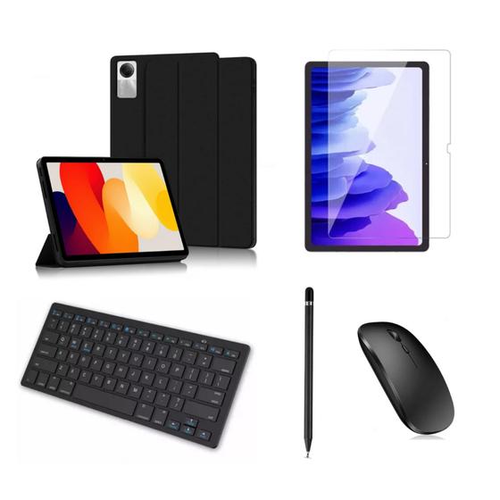 Imagem de Kit Capa Smart + Caneta + Película + Teclado e Mouse Bluetooth Para Tablet Redmi SE