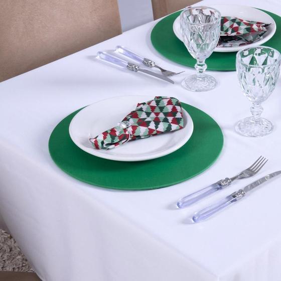 Imagem de Kit Capa Sousplat Basic Redondo Mesa Posta Jantar Com Base MDF 6 Peças - Verde