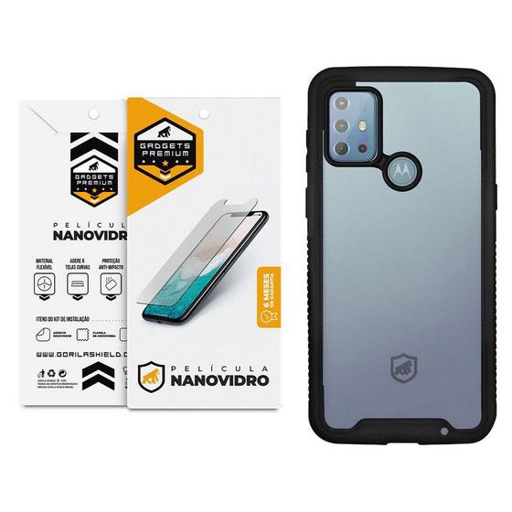 Imagem de Kit Capa Stronger e Pelicula Nano Vidro compatível com Motorola Moto G20 - Gshield