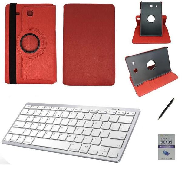 Imagem de Kit Capa/Teclado Branco/Can/Pel Galaxy Tab E T560/T561 9.6" Vermelho