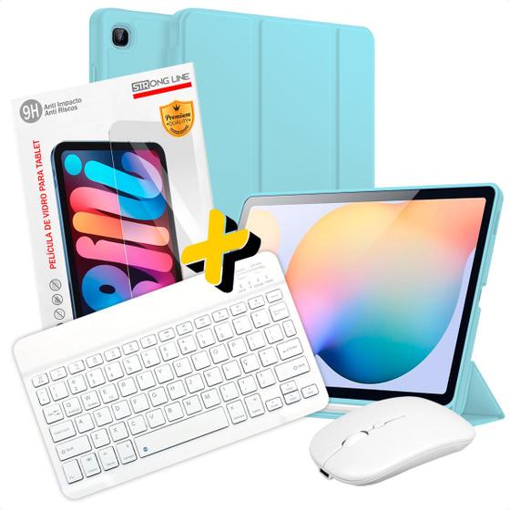 Imagem de Kit Capa Teclado Mouse Branco Película para Galaxy Tab S6 Lite Suporte Caneta Smart 4x1