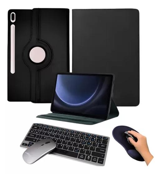 Imagem de Kit Capa Teclado + Mouse + Pelicula Com Mousepad Para Galaxy Tablet S9 Fe Plus 12,4