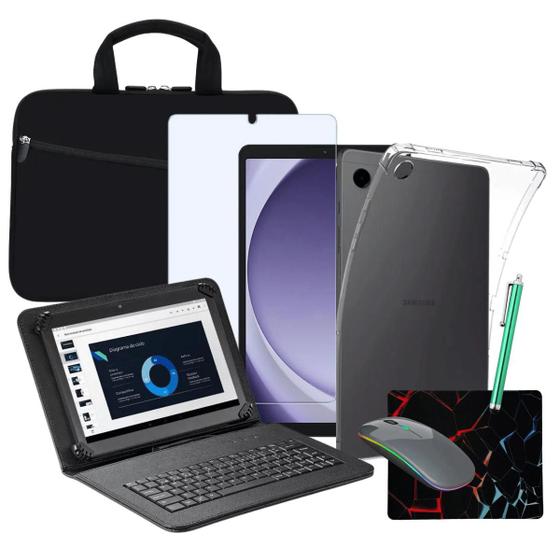 Imagem de Kit Capa Teclado p/ Tablet Galaxy Tab A9 Plus + Película + Caneta Touch + Mouse Bluetooth