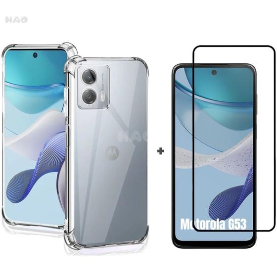 Imagem de Kit Capa Transparente + Película 3D de Vidro Motorola Moto G53