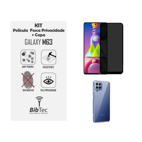 Imagem de Kit Capa Transparente + Película Privativa Fosca Cerâmica Samsung Galaxy M63