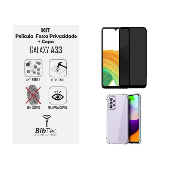 Imagem de Kit Capa Transparente + Película Privativa Matte Fosca 9D Cerâmica Samsung Galaxy A33