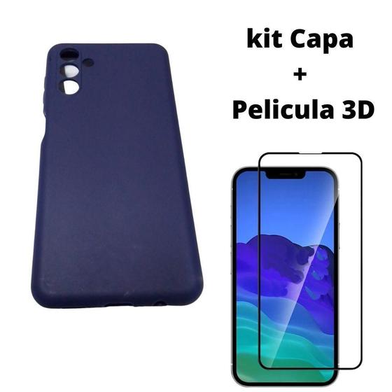 Imagem de Kit Capa ul Marinho Compatível Galaxy A04S+Pelicula 3D