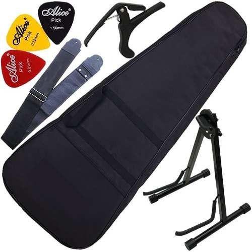 Imagem de Kit Capa Violão Folk Acolchoada C/ Acessórios + Suporte 4010  Carbon