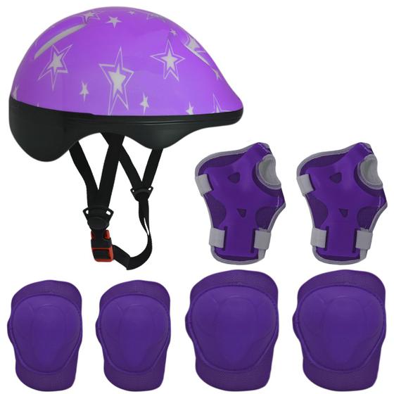Kit Capacete Cotoveleira Joelheira Infantil Bike Skate Roxo Menor preço em Kit Capacete Cotoveleira Joelheira Infantil Bike Skate Roxo