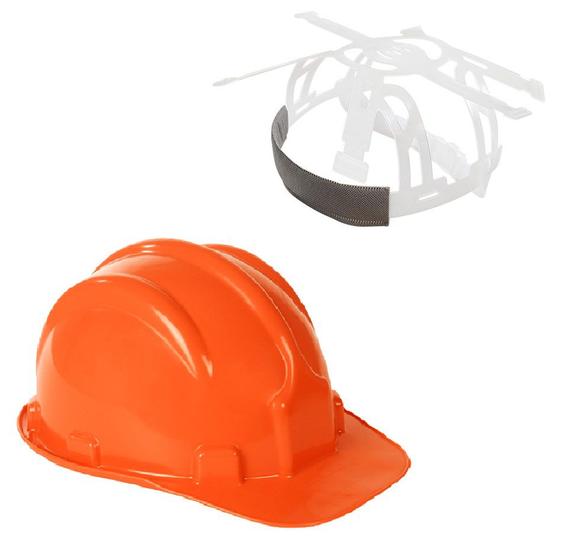 Imagem de Kit capacete plt plastcor polietileno selo inmetro laranja c.a 31469 + carneira plastcor polietileno