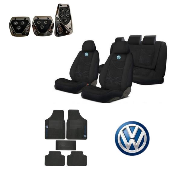 Imagem de kit capas automotiva para banco em tecido grosso original + tapete e pedal esporte para Fox 2009