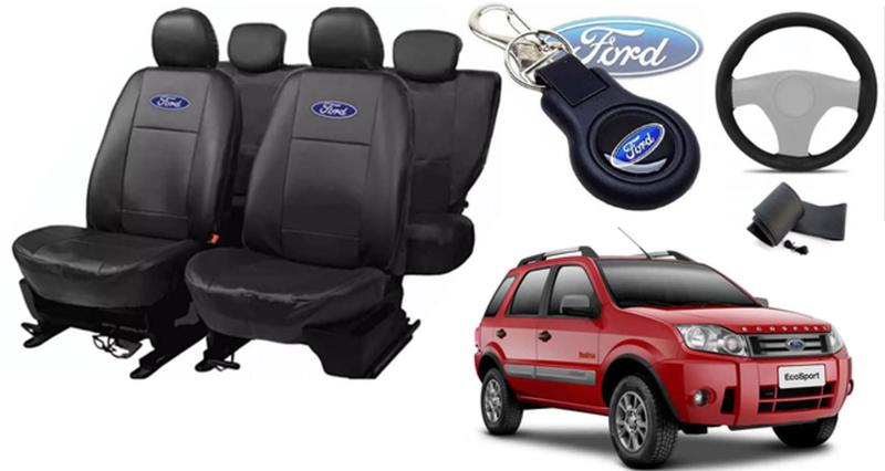 Imagem de Kit Capas Couro EcoSport 2006-2013 + Volante e Chaveiro - Proteção Completa