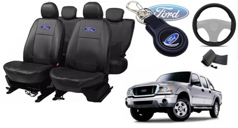 Imagem de Kit Capas Couro Ford Ranger 2001-2012 + Volante e Chaveiro - Proteção Elegante