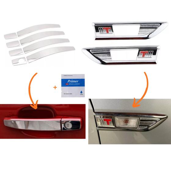 Imagem de Kit Capas Cromada Maçaneta + Seta Chevrolet Cruze Sedan 2009 2010 2011 2012 2013 2014 2015 2016