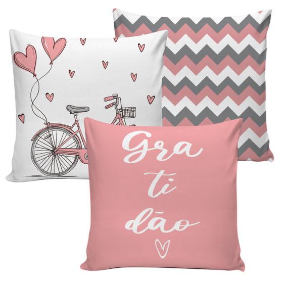 Kit Capas de Almofadas Decorações Yasmim - 3 peças 45x45cm com Zíper Menor preço em Kit Capas de Almofadas Decorações Yasmim - 3 peças 45x45cm com Zíper